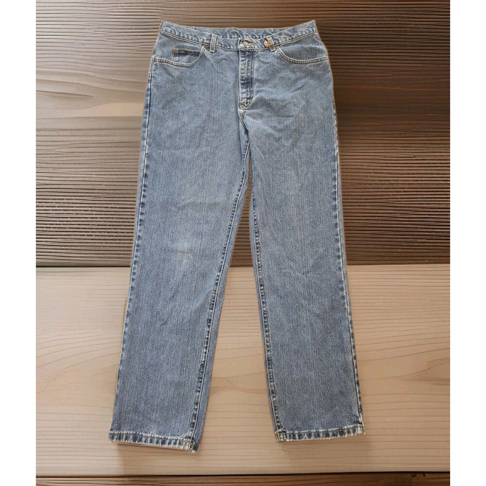 VTG 90s Lee Jeans Men 36x31 205-5540 Relaxed Blue Denim Made in USA Distressed